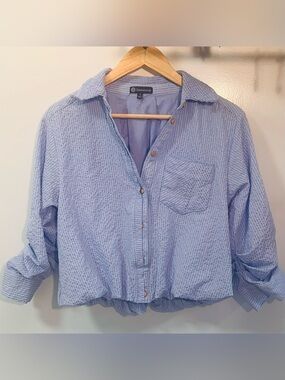 Democracy Light Blue Seersucker Button-Down Shirt